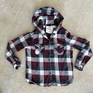 Bluenotes plaid long sleeve hooded shirt